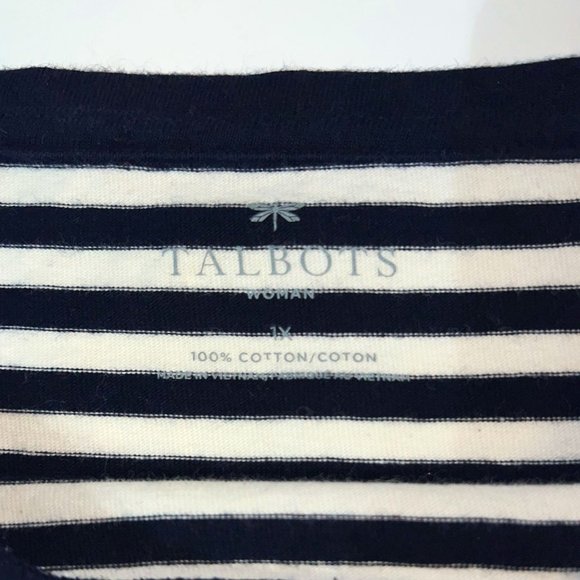 Talbots - Women's Size XL - Black & White Striped - Long Sleeve Round Neckline - Picture 4 of 10